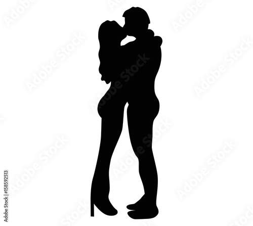 kissing couple black icon vector