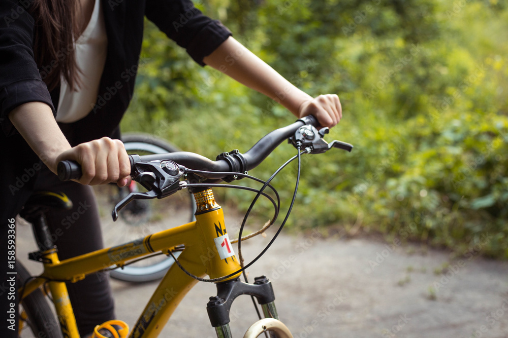 Summer sport bicycle in park with sunshine background