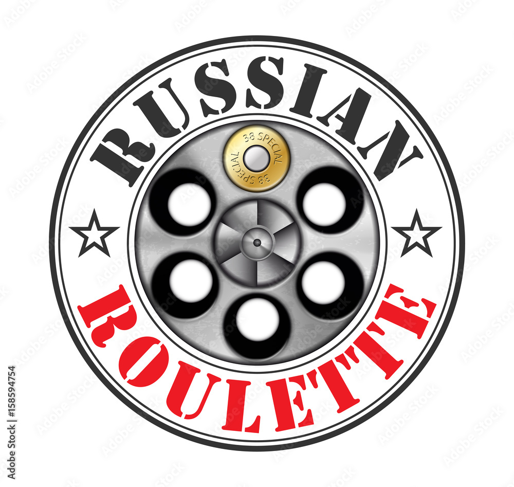 Ilustración de Concepto De Juego Typography Russian Roulette Aislado Sobre  Fondo Blanco Plantilla Vectorial Monocroma Con