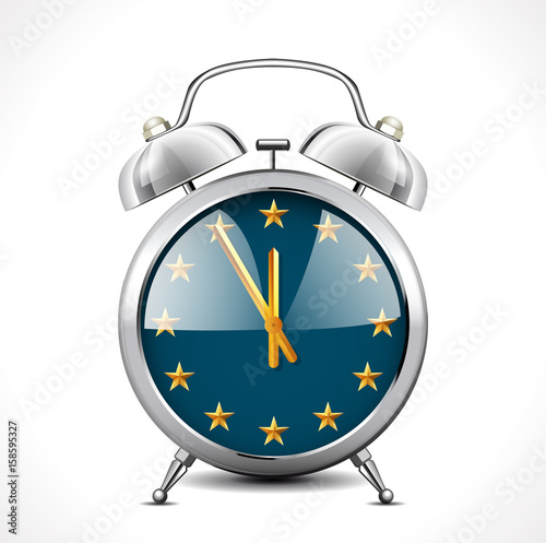 Alarm clock with EU flag - Wake up Europe concept photo