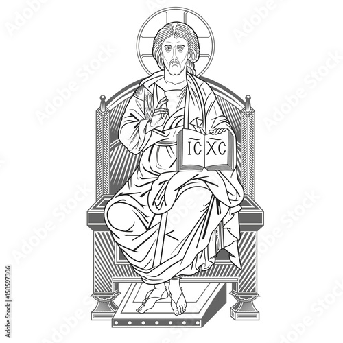Wallpaper Mural jesus on throne lineart Torontodigital.ca