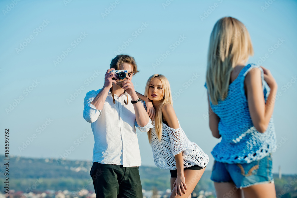Friends on photo shoot during summer vacation Friends on photo shoot during summer vacation