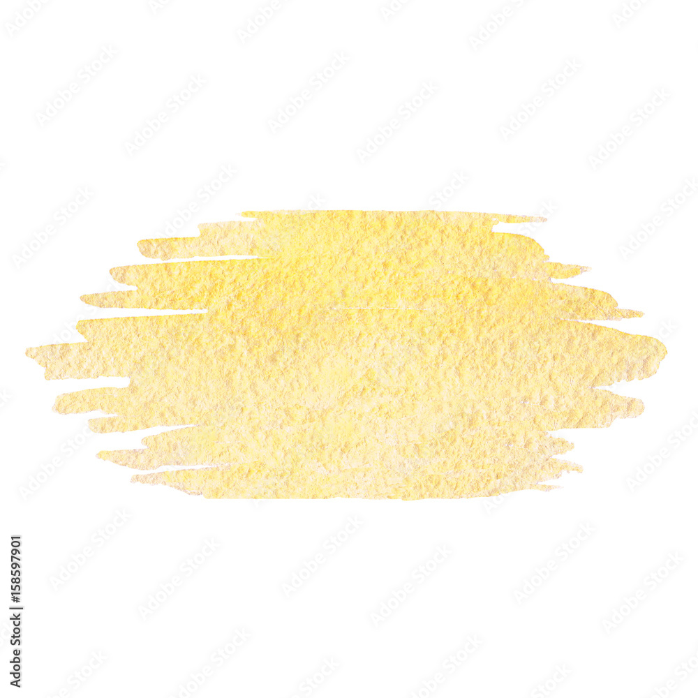 Hand drawn yellow watercolor texture  isolated on the white background