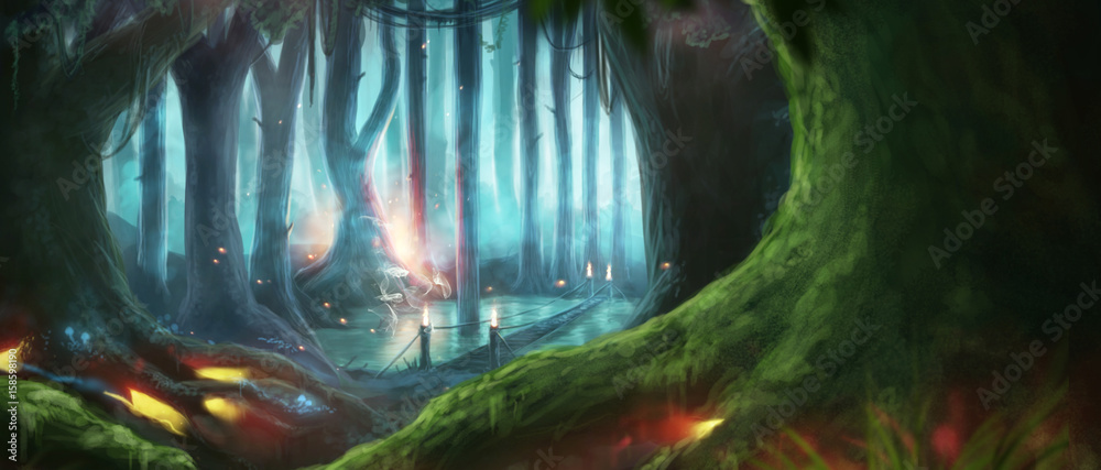 Obraz premium Ilustracyjny las fantazji