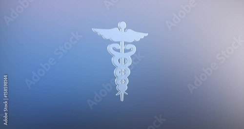 Animated Caduceus Glass 3d Icon Loop Modules for edit with alpha matte
