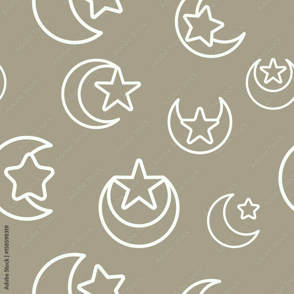 Seamless pattern with symbol of islam crescent moon with star for your design