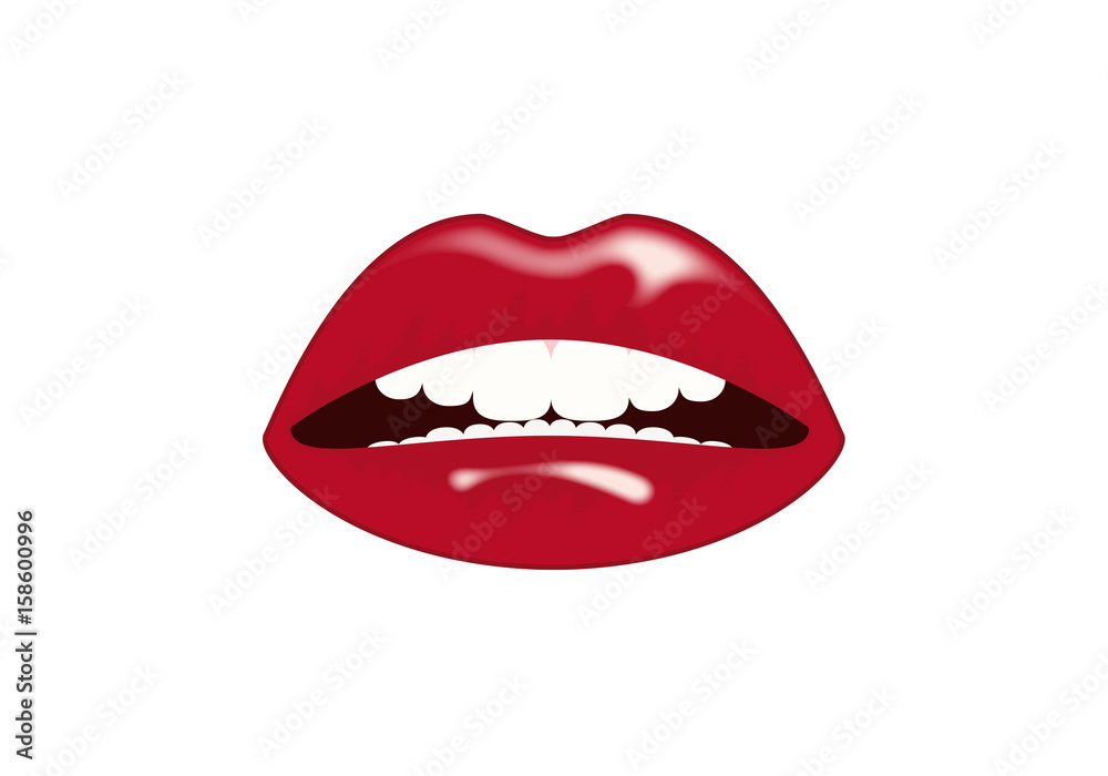 Sexy red lips vector. Female mouth on a white background