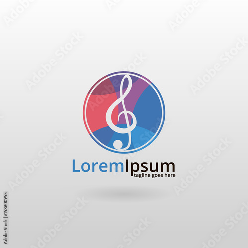 Treble clef logo. Multicolored treble clef logotype