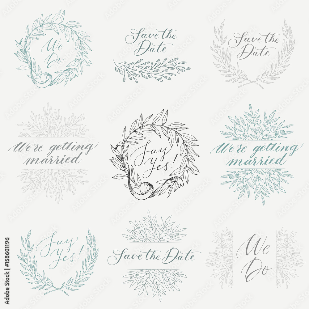 Vector collection of hand drawn design elements and objects. Vintage ...