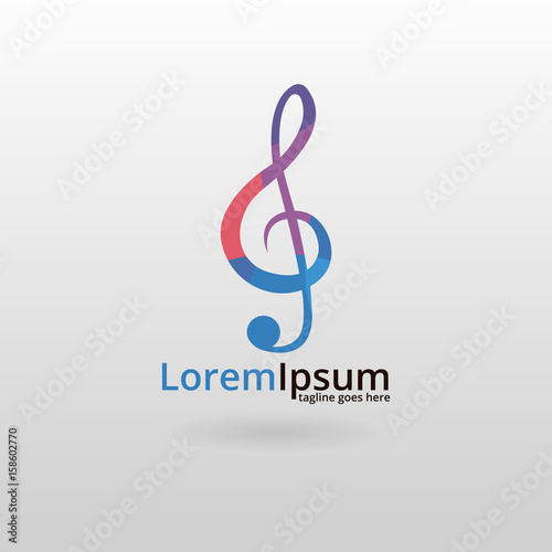 Treble clef logo. Multicolored treble clef logotype