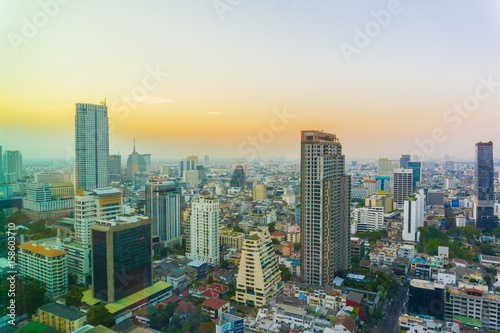 Aerial view of Bangkok Skyline modern office buildings © themorningglory