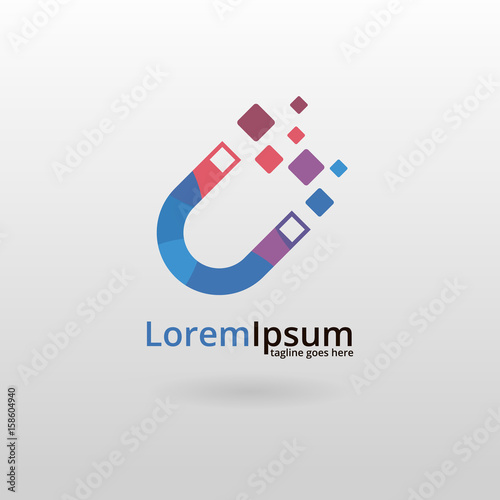 Magnet logo. Multicolored magnet logotype 