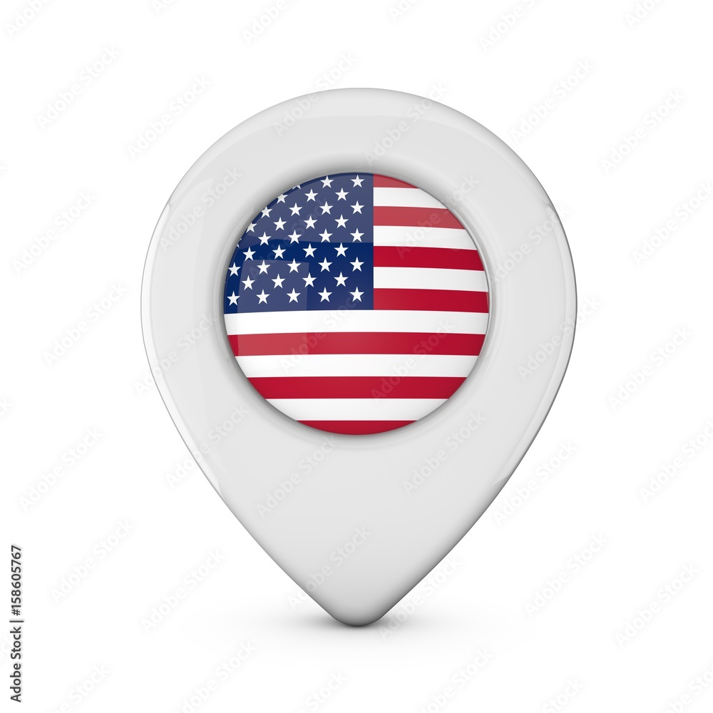 USA flag location marker icon. 3D Rendering USA flag location marker icon. 3D Rendering