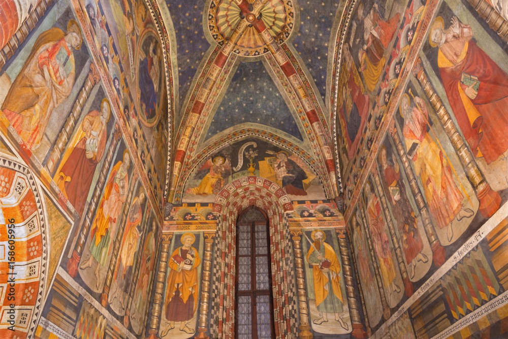 TURIN, ITALY - MARCH 14, 2017: The fresco in church Chiesa di San Domenico and Capella delle Grazie by unknown artist of 16. cent.