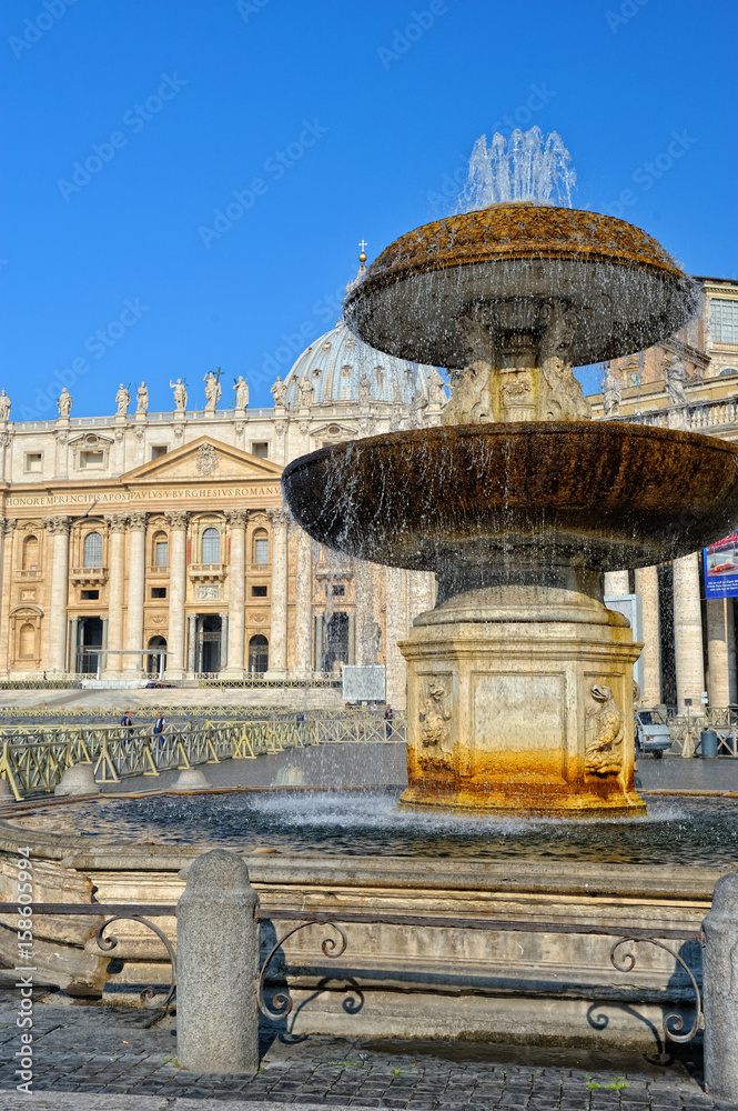 Fountain at the St Peters square, Vatican city.