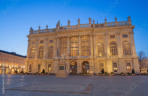 TURIN, ITALY - MARCH 14, 2017: Palazzo Madama at dusk.