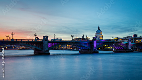 St Paul's cathedral and the Thames after sunset