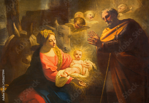 TURYN WŁOCHY, MARZEC, - 13, 2017: Szczegół obraz narodzenie jezusa w Duomo Giovanni Comandu da Mondovi (1795).
