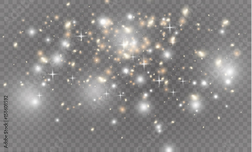 Dust on a transparent background.bright stars.The glow lighting effect.