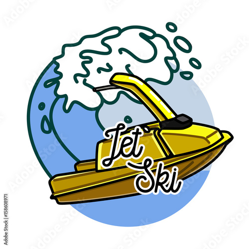 Color vintage jet ski emblem