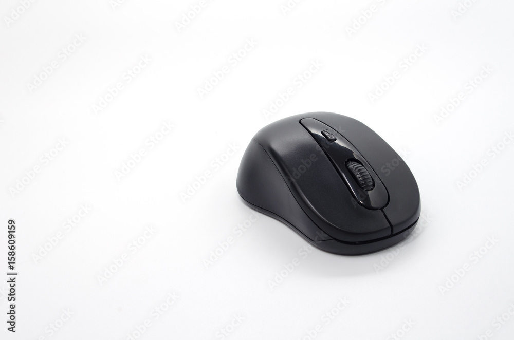 wireless black computer mouse on white background wireless black computer mouse on white background