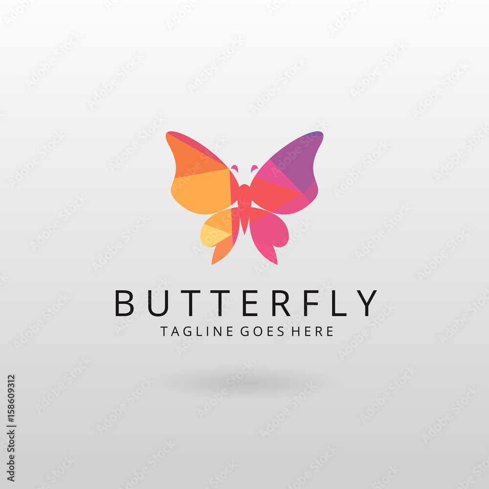 Butterfly logo. Polygonal butterfly logotype 