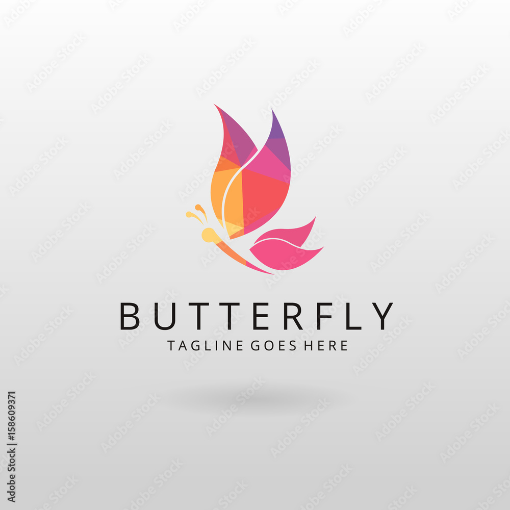 Fototapeta premium Butterfly logo. Polygonal butterfly logotype 