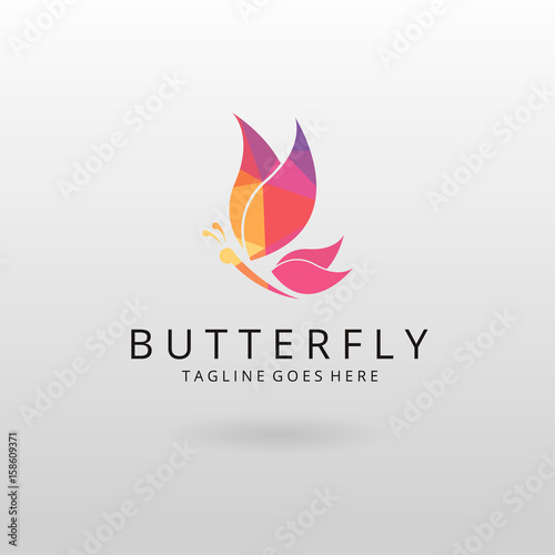 Canvas Print Butterfly logo. Polygonal butterfly logotype