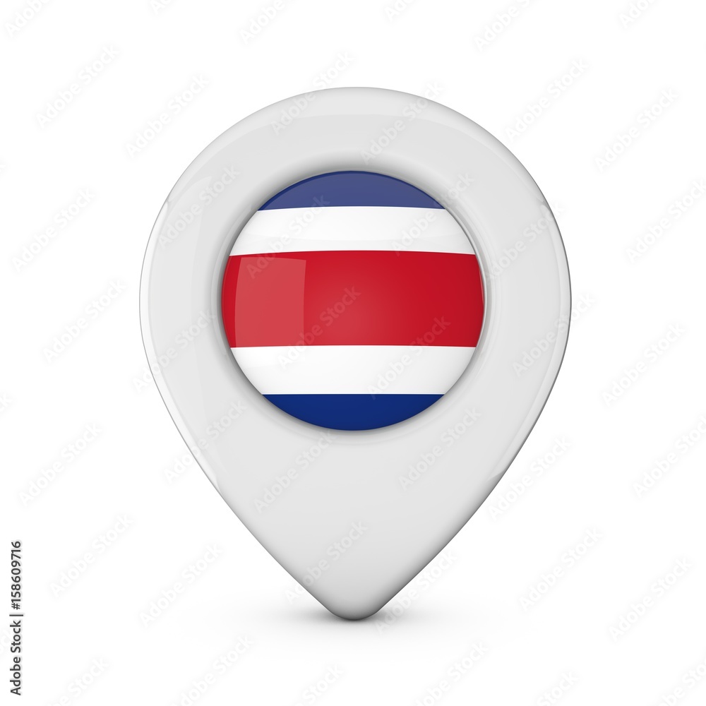 Costa Rica flag location marker icon. 3D Rendering Costa Rica flag location marker icon. 3D Rendering