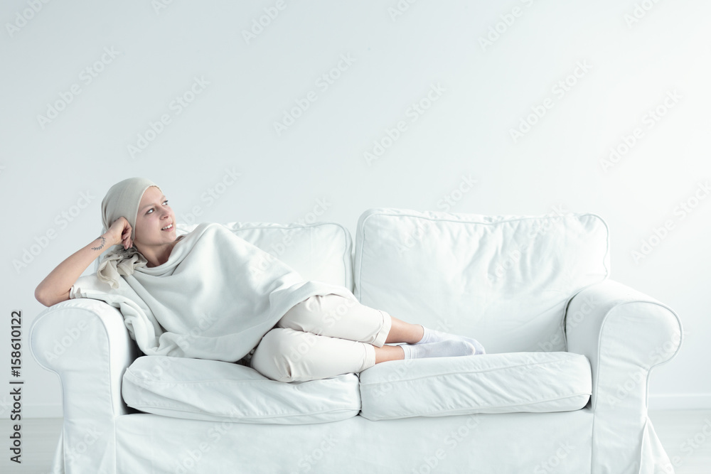 Woman resting after chemo