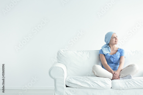 Brave woman during oncology treatment photo