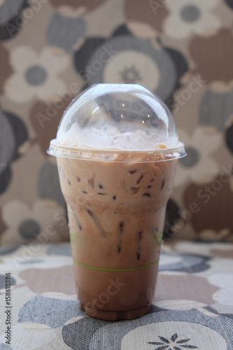 Plastic cup of iced coffee