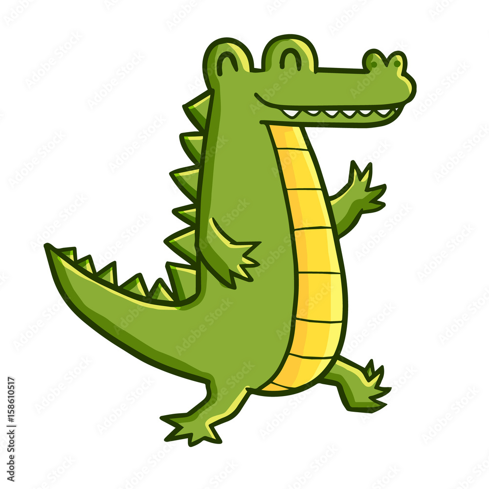 Fototapeta premium Very funny walking crocodile with two feet - vector.