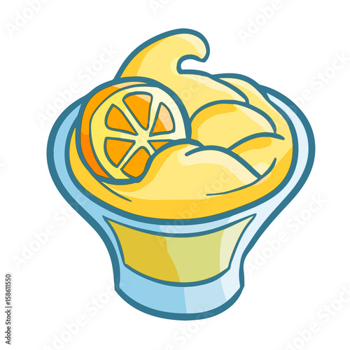 Yummy and cool orange flavor ice cream ready to eat - vector.