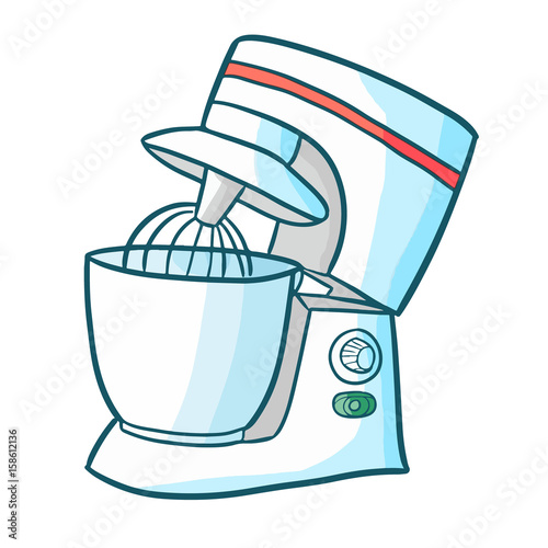 Funny and clean mixer with red stripe on it in cartoon style - vector.