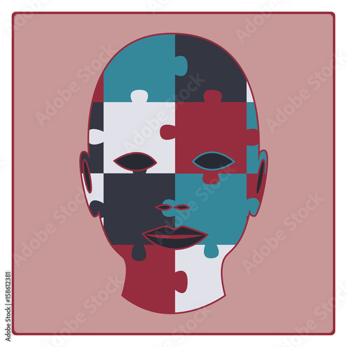 Concept puzzled face, vector