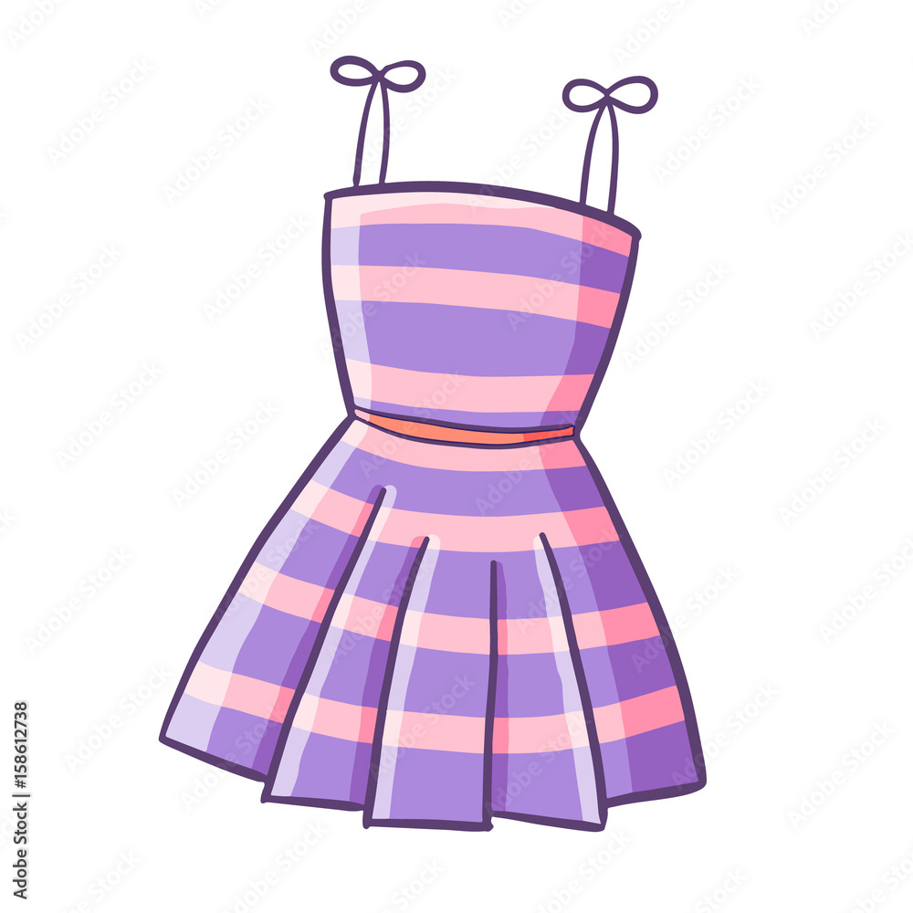 Funny and cool purple dress with pink stripes - vector. Stock Vector |  Adobe Stock