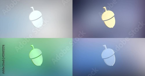 Animated Acorn Nut 3d Icon Loop Modules for edit with alpha matte
