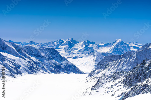 Beautiful Snow Alps Mountain, view from Jungfraujoch station, Switzerland. © icestylecg