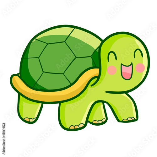 Funny and cute happy turtle walking - vector.