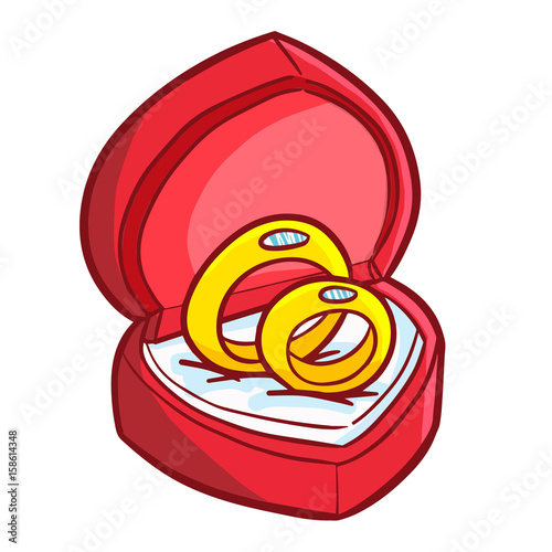 Cute and lovely red pink wedding rink case with ring in it - vector