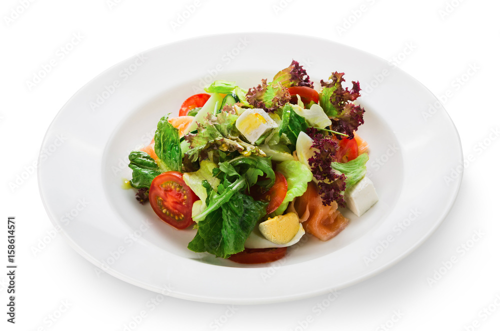 Restaurant healthy food - fresh salad with salmon Restaurant healthy food - fresh salad with salmon
