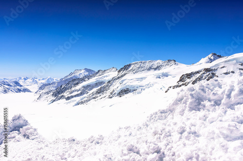 Beautiful Snow Alps Mountain  view from Jungfraujoch station  Switzerland.