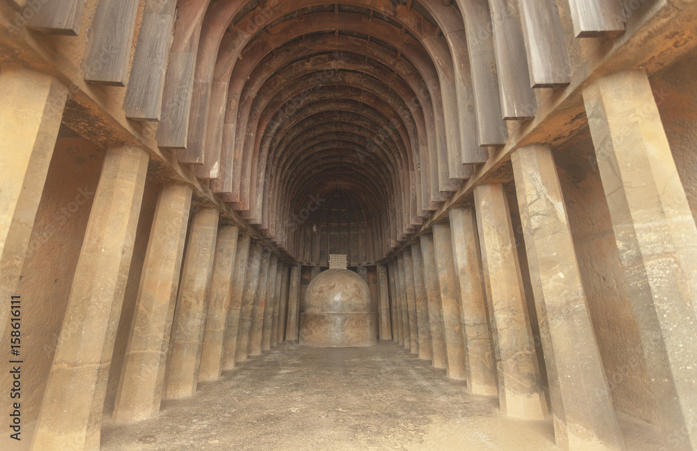 Buddhist cave monastery in Bhaja, Chaitya hall, Maharastra