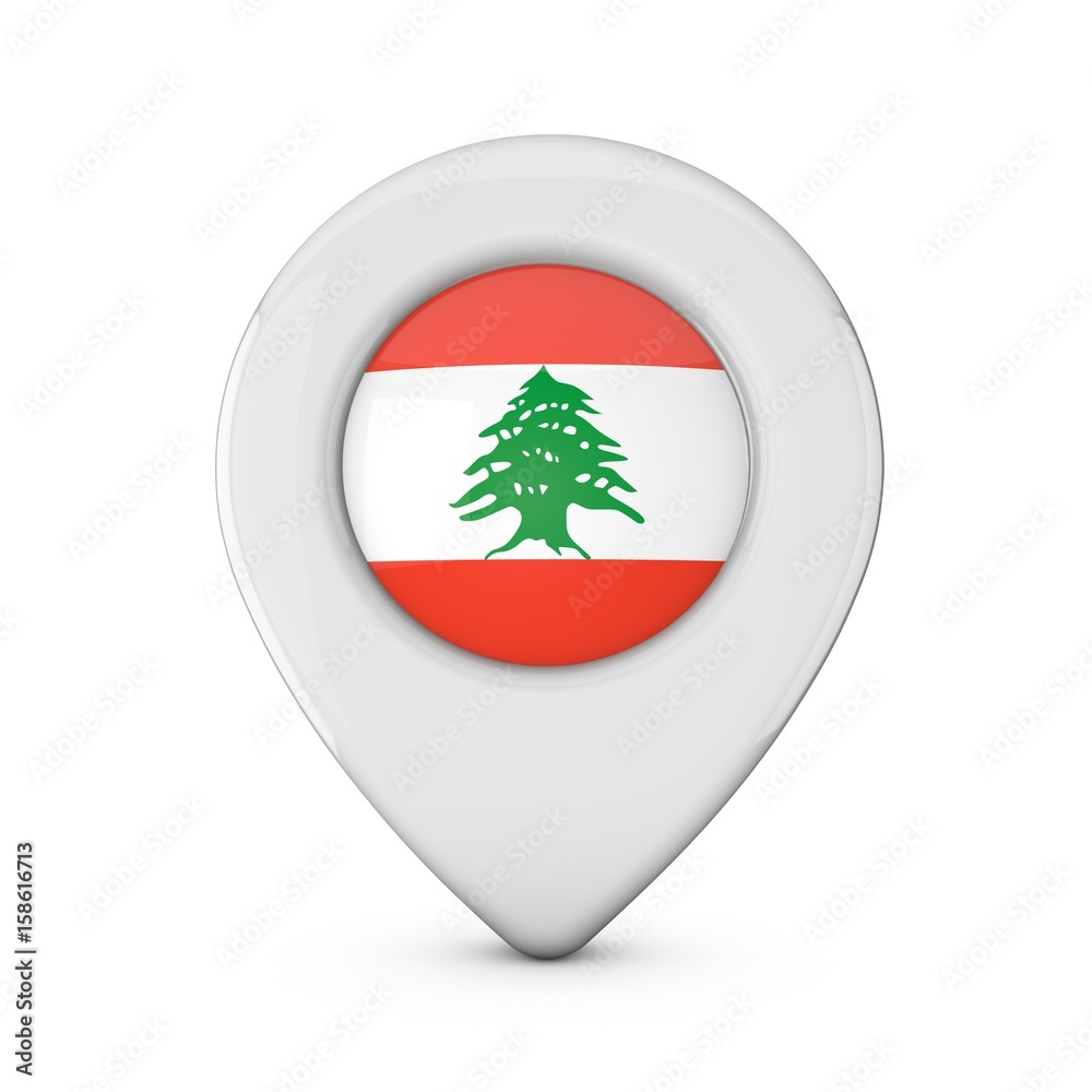 Lebanon flag location marker icon. 3D Rendering Lebanon flag location marker icon. 3D Rendering