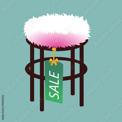 Pouf furniture illustration isolated on softly turquoise background