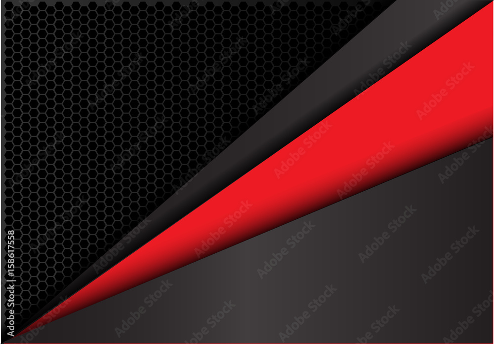 Abstract red in dark gray metal hexagon mesh design modern background texture vector illustration. Abstract red in dark gray metal hexagon mesh design modern background texture vector illustration.