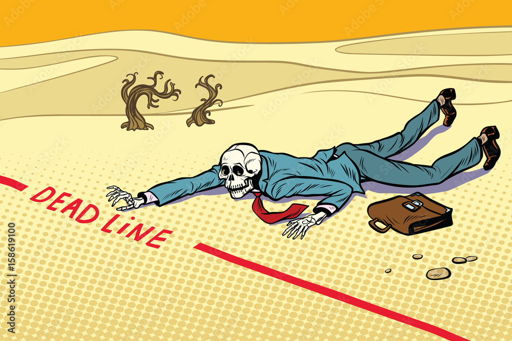 Fototapeta Dead businessman committed to deadline