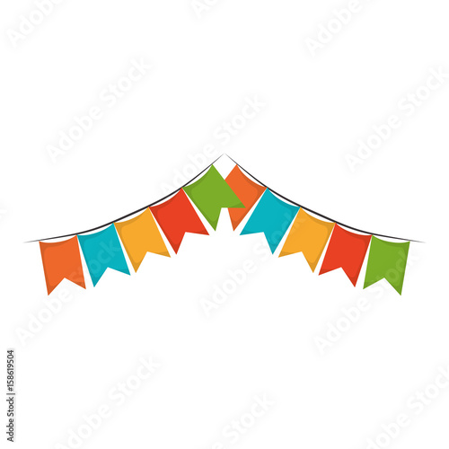 white background with colorful festoons in shape of square with peaks vector illustration
