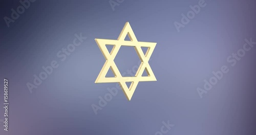 Animated Star of David Gold 3d Icon Loop Modules for edit with alpha matte
